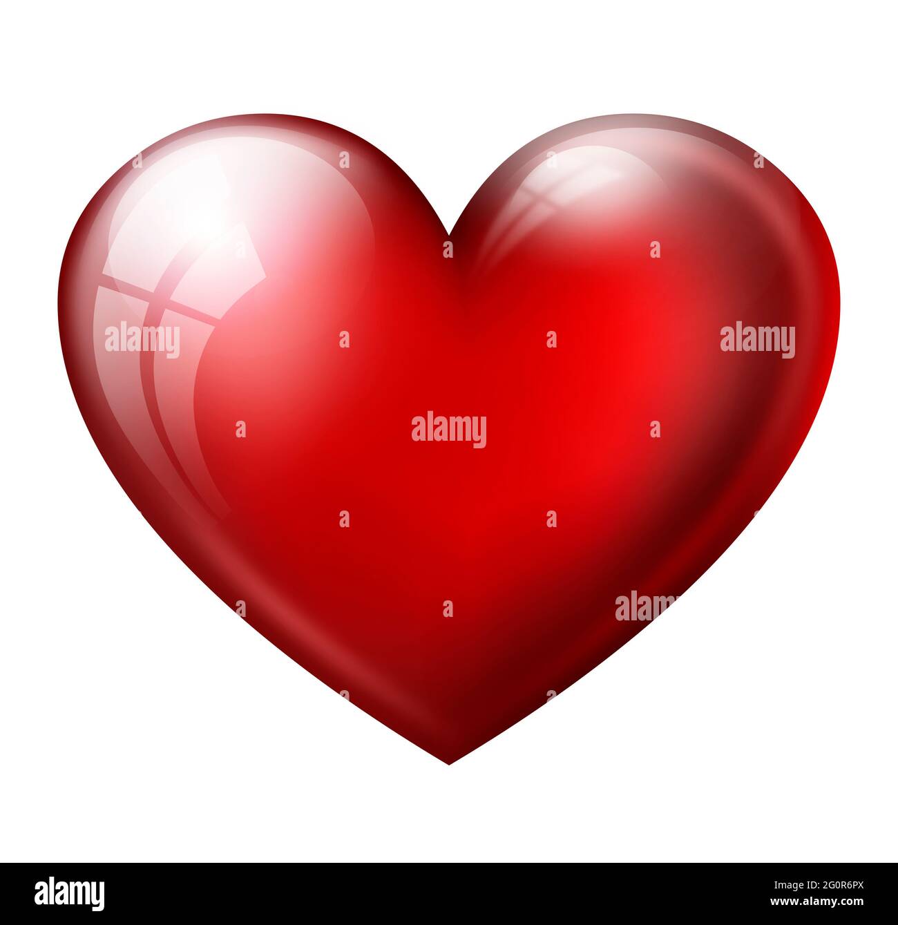 Illustration of red heart, a symbol of St. Valentine`s day and romantic love on white background Stock Photo